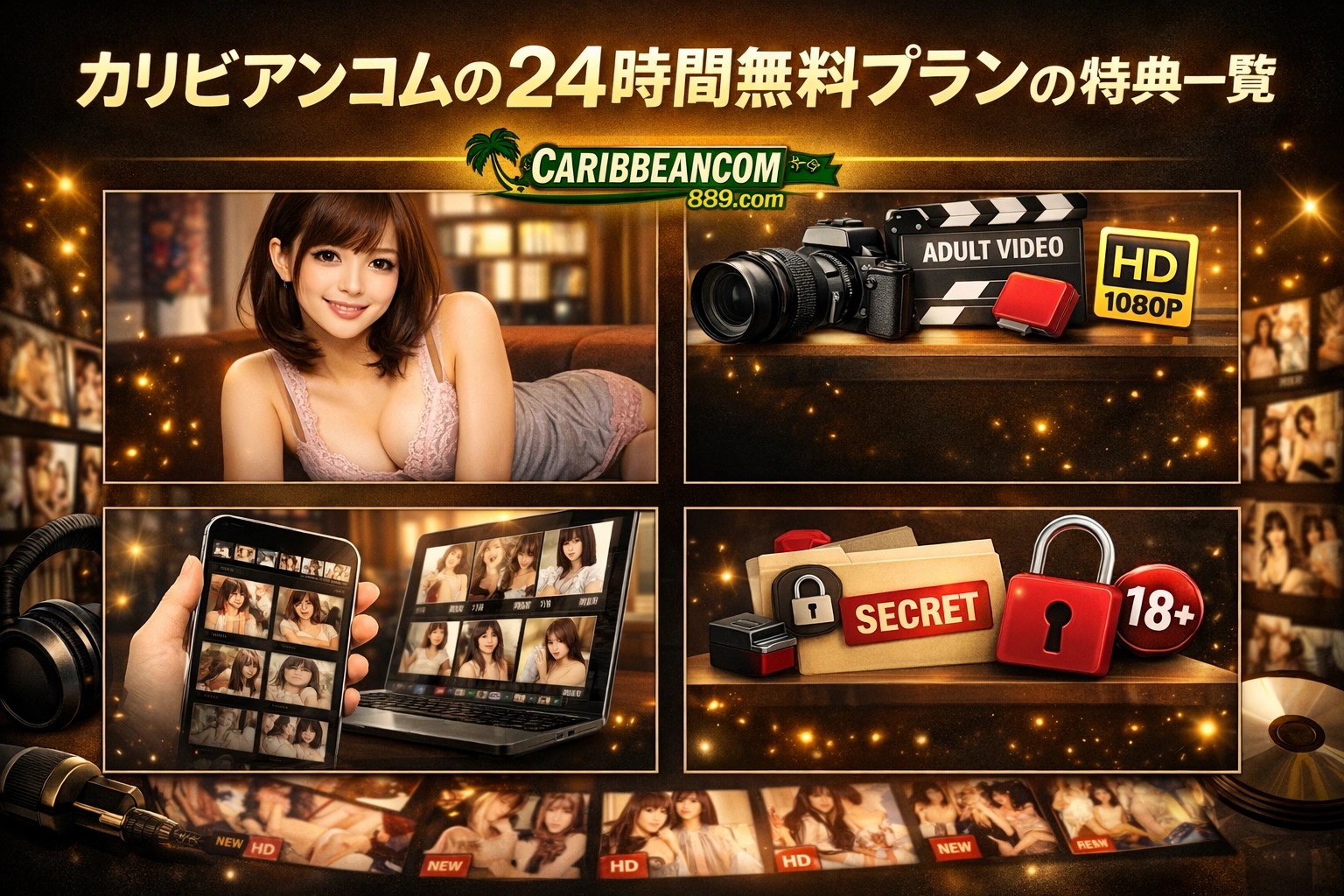 カリビアンコムの24時間無料プランの特典一覧