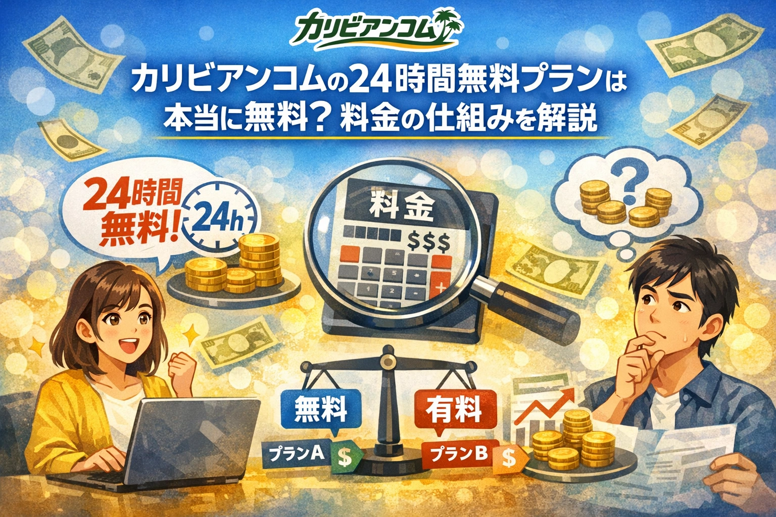 カリビアンコムの24時間無料プランは本当に無料？料金の仕組みを解説