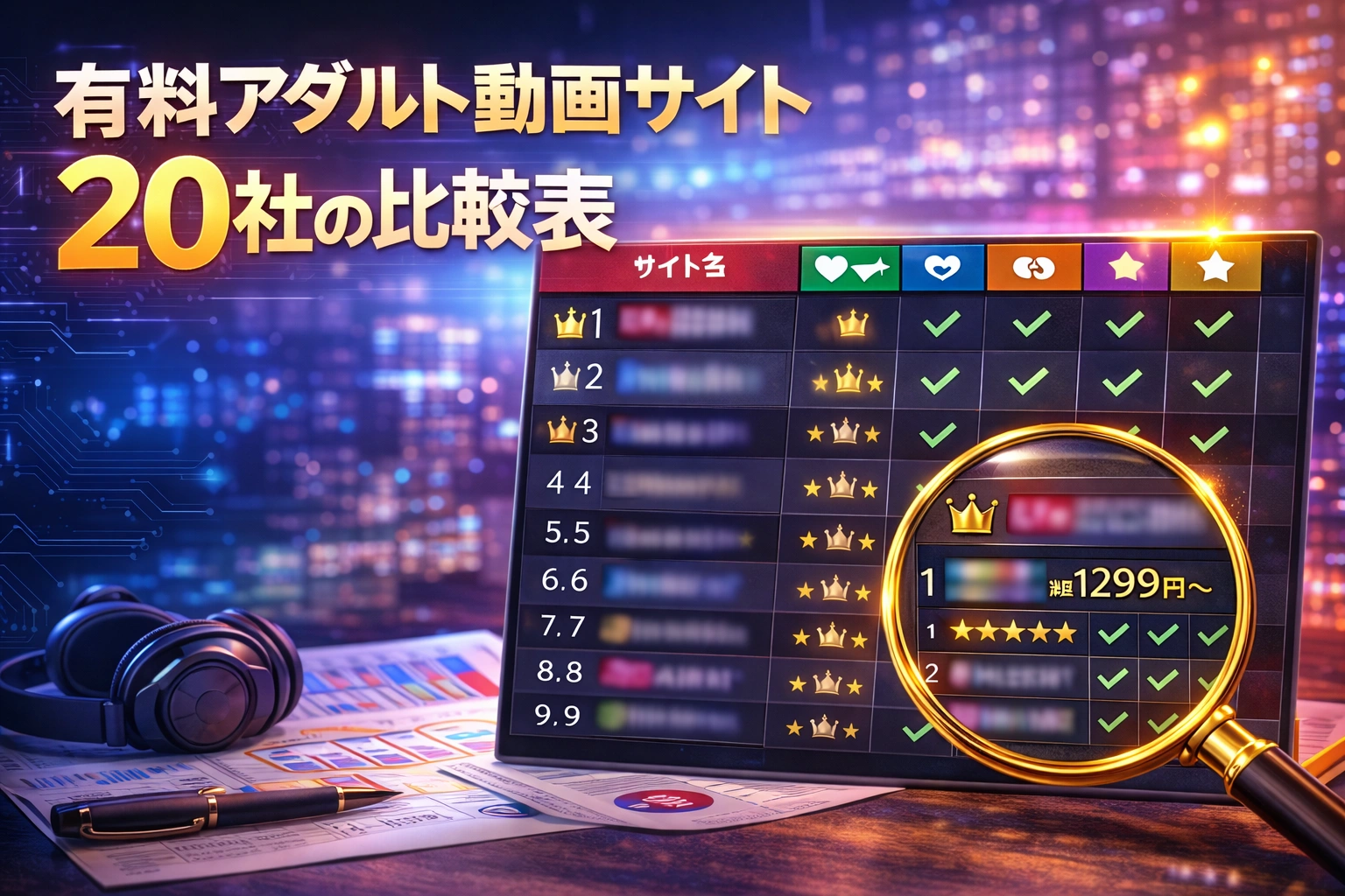 有料アダルト動画サイト20社の比較表