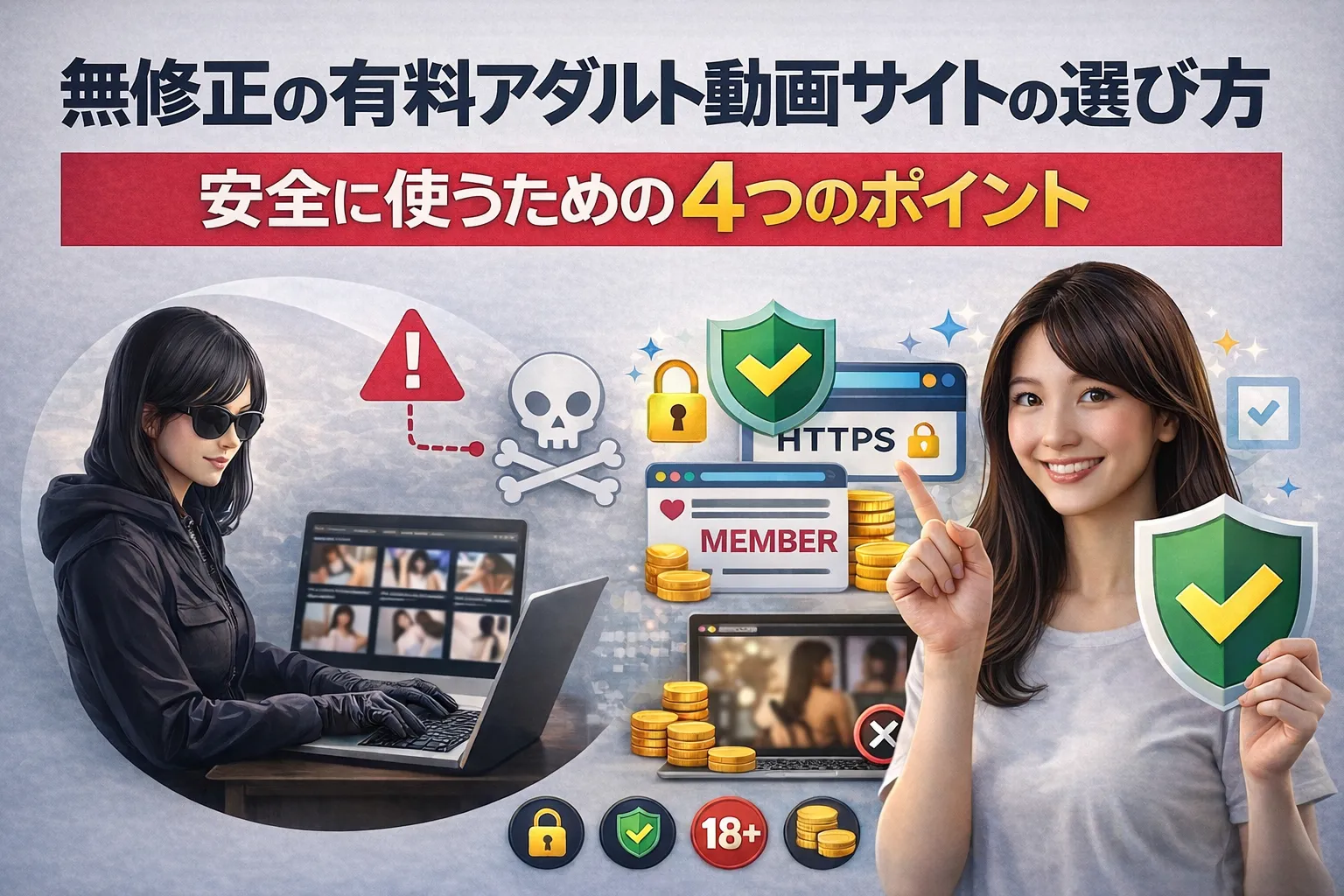 無修正の有料アダルト動画サイトの選び方｜安全に使うための4つのポイント